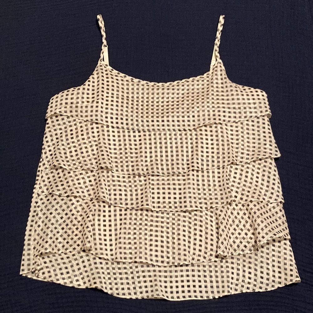 New York & Company beige & black layered ruffle tank top/camisole Size XL